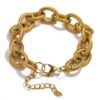 Gold-plated stainless steel chunky chain bracelet. Hypoallergenic, non-tarnish, and waterproof jewelry for timeless elegance.