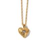 gold plated stainless steel heart shaped necklace with fancy zircons anti tarnish tarnish free hypoallergenic waterproof jewellery