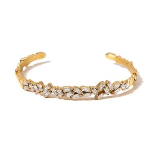 gold plated open zircon bangle bracelet tarnishfree, anti-tarnish, hypoallergenic waterproof jewellery