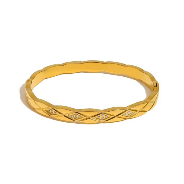 gold plated stainless steel bangle bracelet hypoallergenic waterproof tarnish free anti-tarnish jewellery zircon bangle