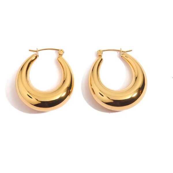 gold plated stainless steel hoops earrings anti tarnish tarnish free hypoallergenic waterproof jewellery