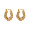 gold plated stainless steel zircon hoops fancy earrings anti tarnish tarnish free hypoallergenic waterproof jewellery