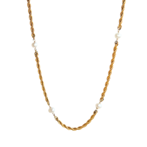 gold plated stainless steel pearl chain necklace anti tarnish tarnish free hypoallergenic waterproof jewellery