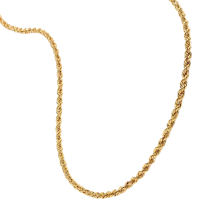 gold plated stainless steel rope chain necklace anti tarnish tarnish free hypoallergenic waterproof jewellery