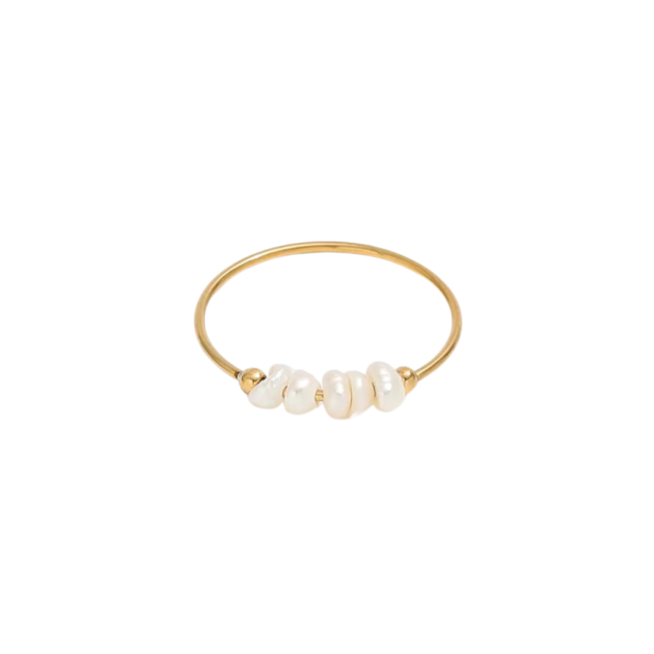 gold plated stainless steel fancy pearl ring anti tarnish tarnish free hypoallergenic waterproof jewellery Pakistan